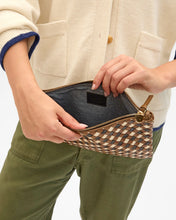 Flat Clutch W/ Tabs- Medium Woven Diagonal- Oat Multi
