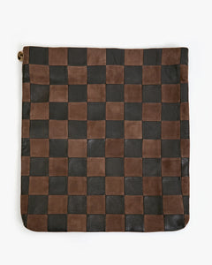 Carryall Clutch w/ Tabs- Nappa & Suede Oversized Checker