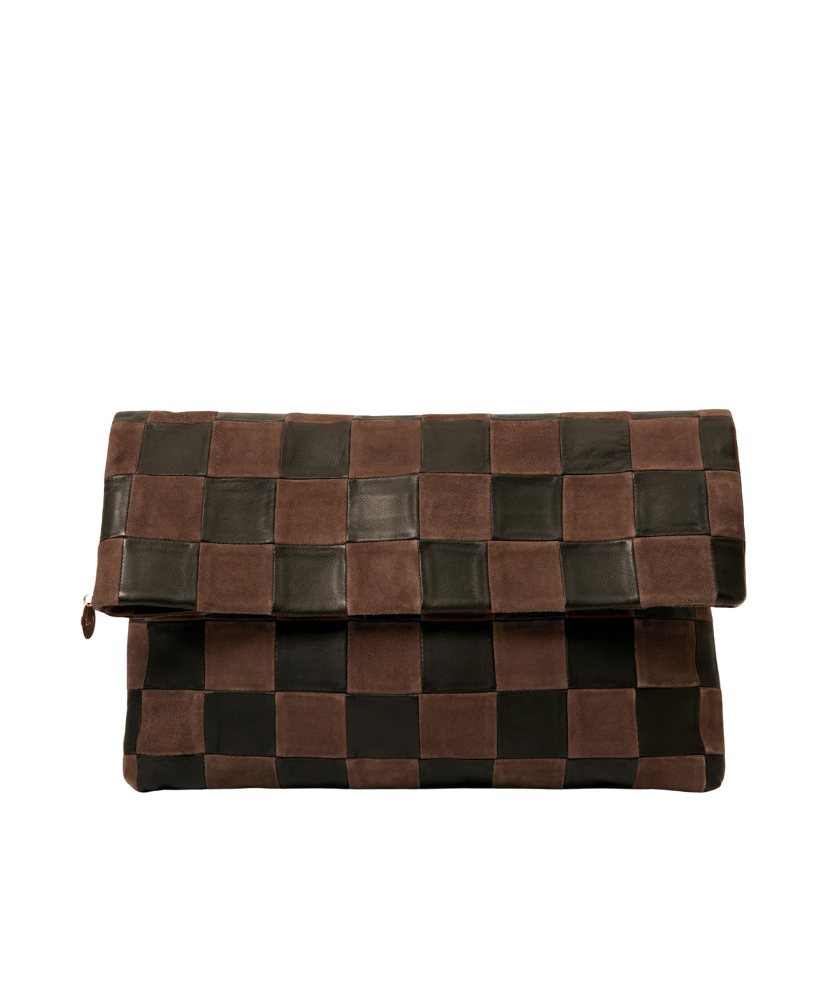 Carryall Clutch w/ Tabs- Nappa & Suede Oversized Checker
