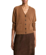 Pocket V-Neck Cardigan- Cognac