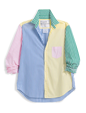 Eileen Relaxed Button- Up Shirt- Colorblock Stripe