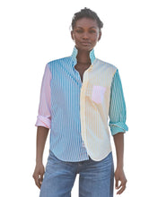 Eileen Relaxed Button- Up Shirt- Colorblock Stripe