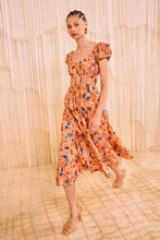 Darya Drop Waist Midi- Coral Peony Dress