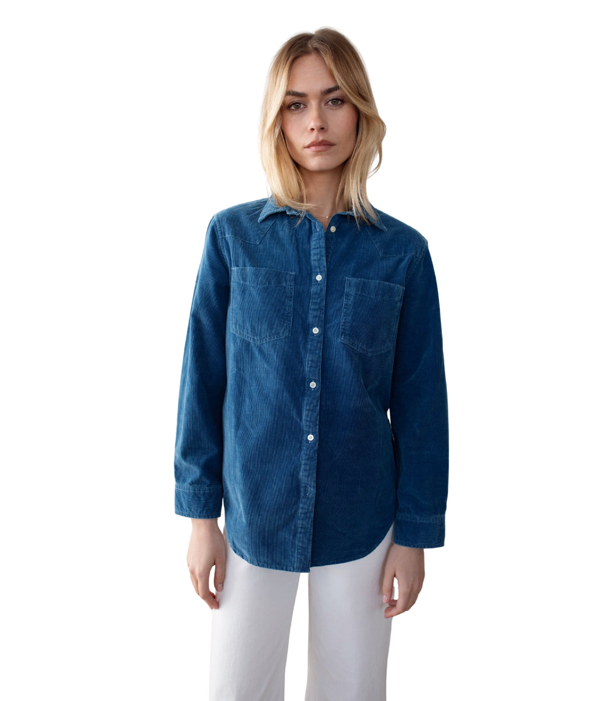 Western Shirt- Indigo  Corduroy