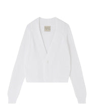 Cotton Fisherman Rib Cardigan- White
