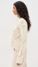 Textured Argyle Sweater- Cream