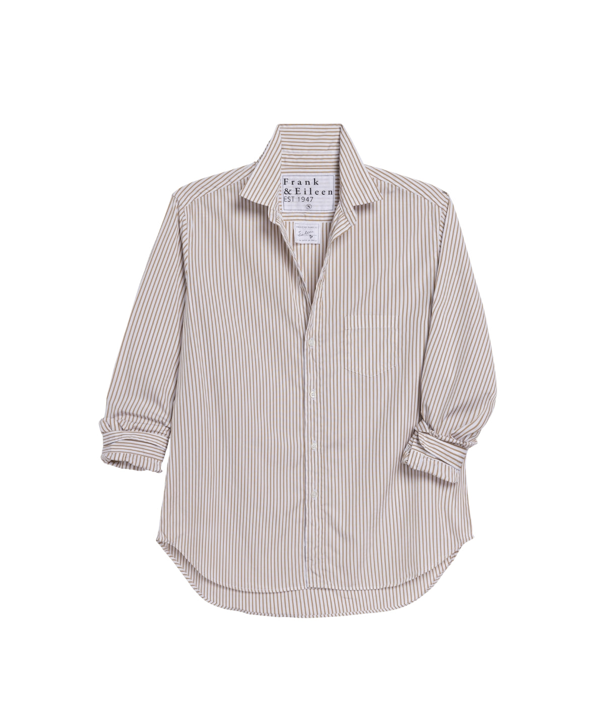 Eileen Relaxed Button-Up Shirt- Cream Vertical Stripe