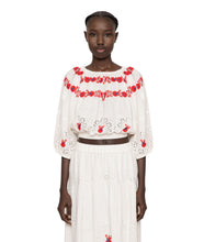Catharina Embroidered Bubble Top- Cream