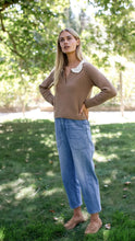 Crochet Collar Sweater- Camel
