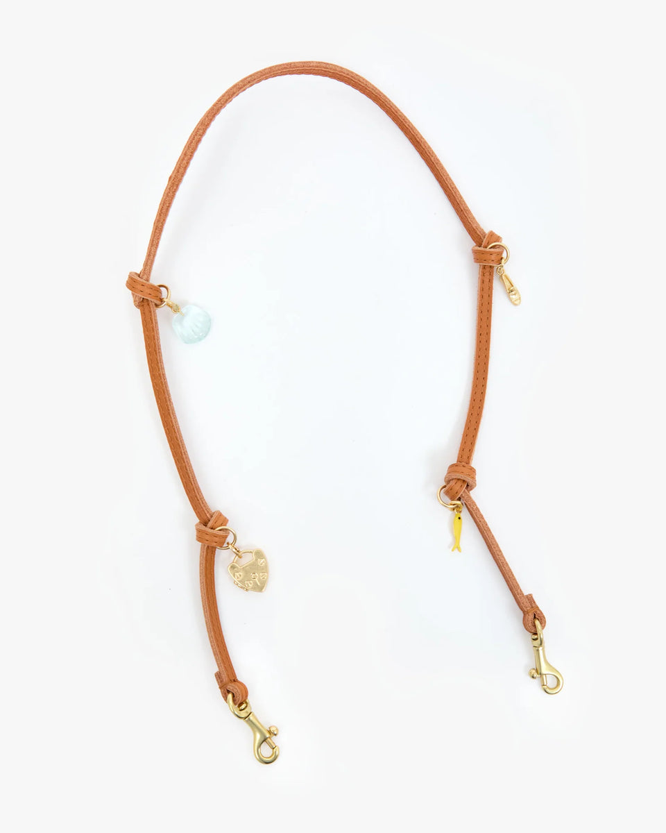 Thin Knotted Shoulder Strap w/ D-Rings- Cuoio