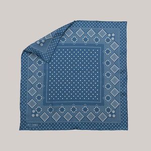 Silk Twill Bandana- Daisy Denim Blue