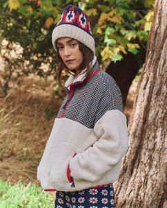 The Print- Mix Plush Terrain Half- Zip- Mini Frosted Daisy & Cream