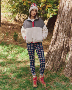 The Print- Mix Plush Terrain Half- Zip- Mini Frosted Daisy & Cream