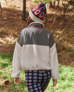 The Print- Mix Plush Terrain Half- Zip- Mini Frosted Daisy & Cream