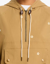 The Embroidered Cropped Trailhead Pullover- Khaki W/ Daisy Embroidery