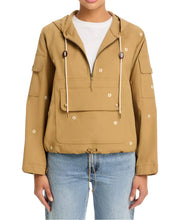 The Embroidered Cropped Trailhead Pullover- Khaki W/ Daisy Embroidery