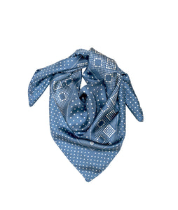 Silk Twill Bandana- Daisy Denim Blue