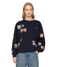 Davis Patchwork Crew Neck Sweatshirt- Navy