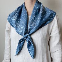 Silk Twill Bandana- Daisy Denim Blue
