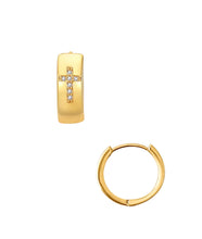 Denali Cross Huggie Hoop Earring- Gold