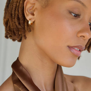 Denali Cross Huggie Hoop Earring- Gold