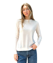 Double Trim Crew Sweater- Oyster White