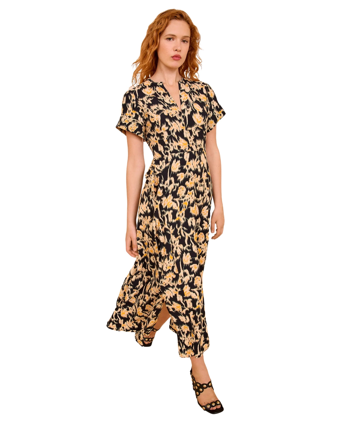 Nadya Short Sleeve Midi Dress- Tourmaline
