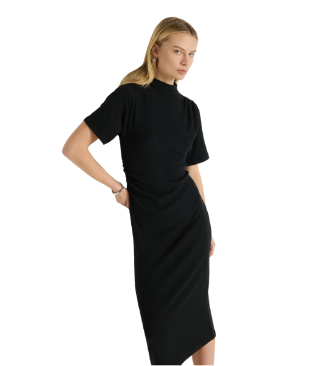 Rebecca Mock Neck Dress- Jet Black
