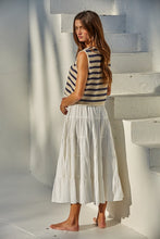 Millie Striped Sleeveless Top- Natural/Navy
