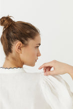 Scallop Linen Shirt-  White