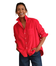 Eileen Relaxed Button Up Shirt- Holly Red