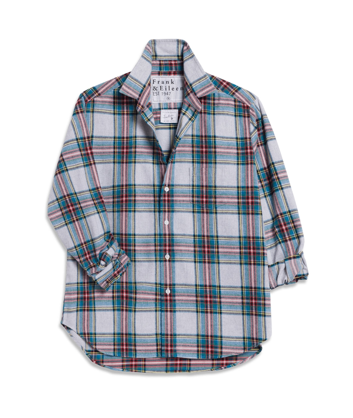 Eileen Relaxed Button- Up Shirt- Yellow, Blue, Red Plaid