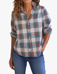 Eileen Relaxed Button- Up Shirt- Yellow, Blue, Red Plaid
