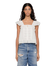 Eliza Solid Flutter Sleeve Top- White