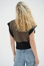 Ellisa Sleeveless Sweater- Latte Stripe