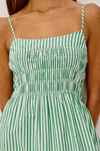 Primrose Dress- Emerald Stripe