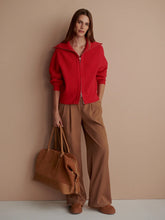 Enrico Zip Through Knit Jacket- Washed Red