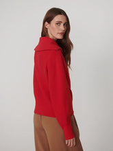 Enrico Zip Through Knit Jacket- Washed Red