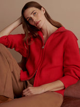 Enrico Zip Through Knit Jacket- Washed Red