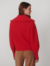 Enrico Zip Through Knit Jacket- Washed Red
