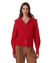 Enrico Zip Through Knit Jacket- Washed Red
