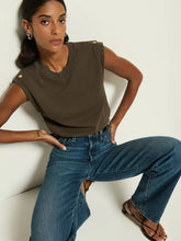 Marina Muscle Tee W/ Shoulder- Espresso