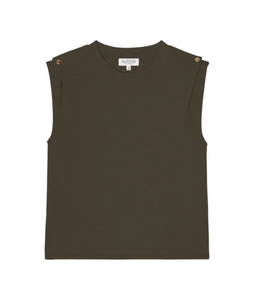 Marina Muscle Tee W/ Shoulder- Espresso