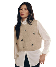 The Embellished Sweater Vest- Fawn