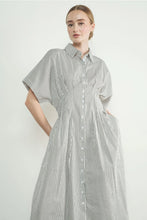 Shea Stripe Button Front Midi Dress- Black/Off White