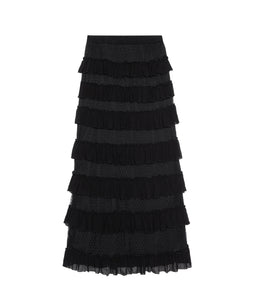 The Winter Mesh Flounce Skirt- Black