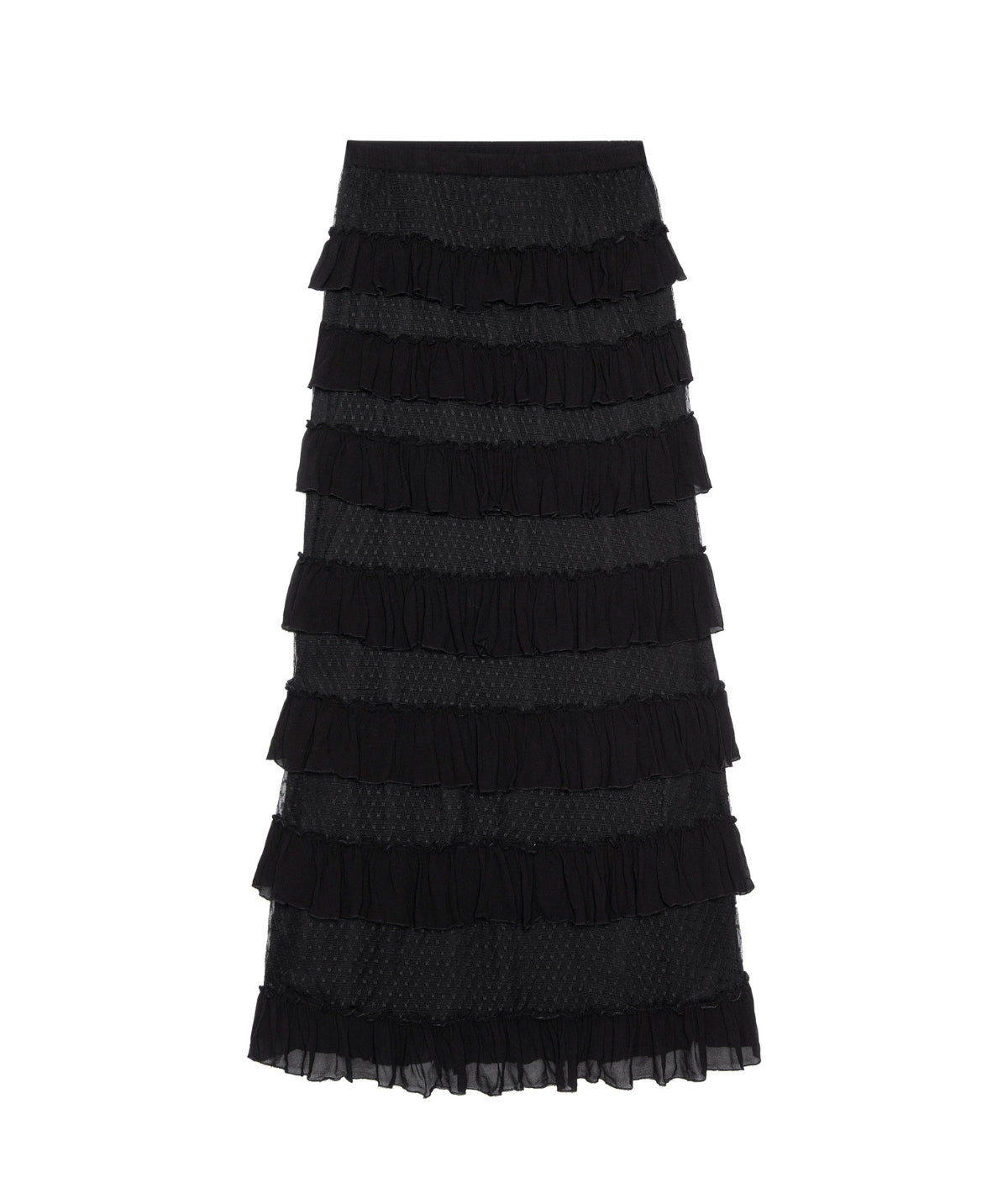 The Winter Mesh Flounce Skirt- Black