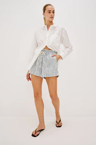Foster Short- Indigo Railroad Stripe