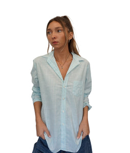 Eileen Relaxed Button-Up- Mint Multi Stripe