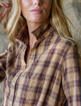Silvio Untuckable Button-Up Shirt- Gold Brown Black Plaid